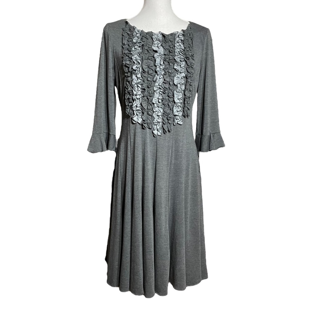 Victorian Fairy Grunge Dress 12 Ombre Gray Frilly Princess Seam Bell Sleeve